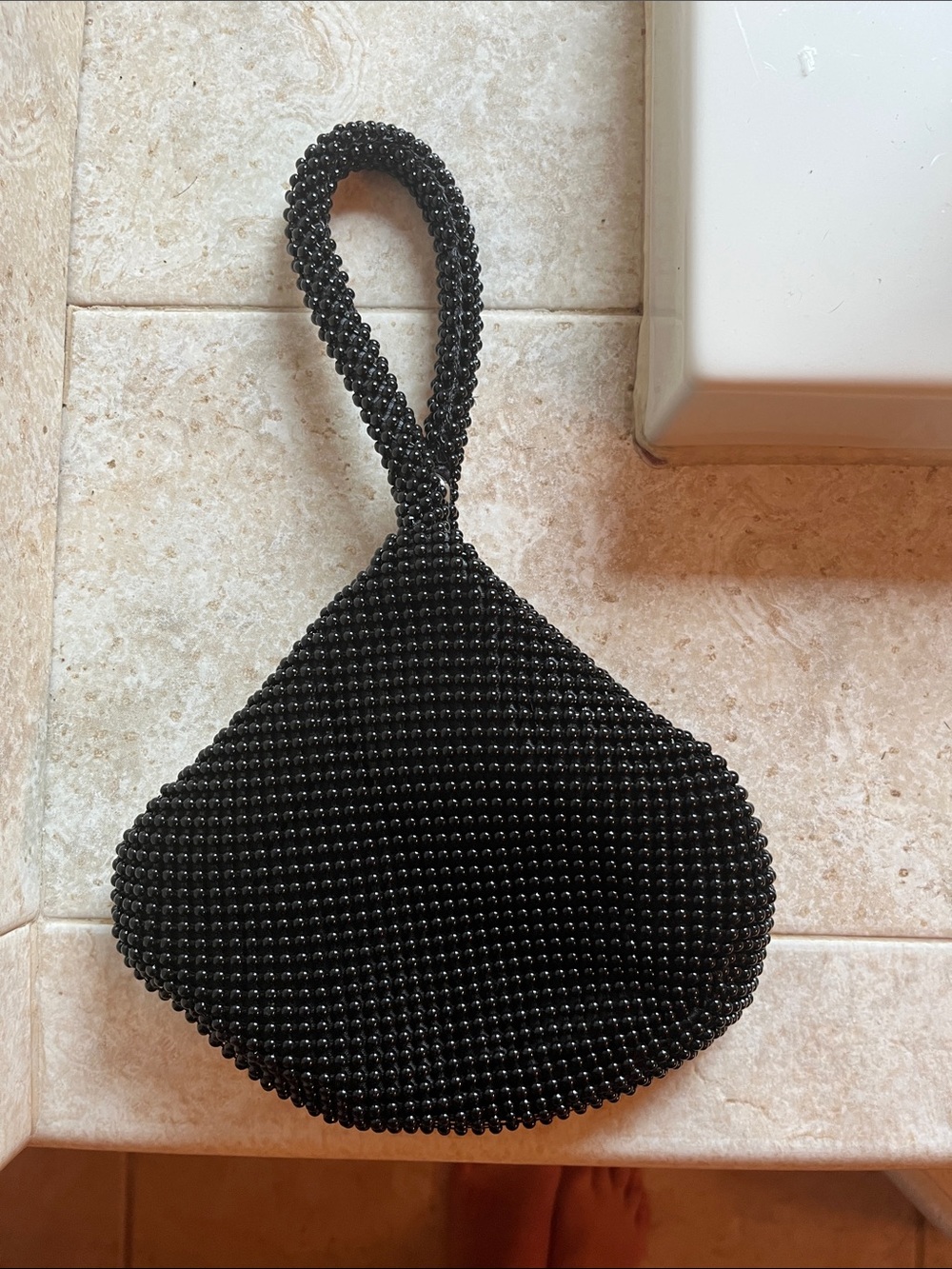 Jessica McClintock Black Beaded Wristlet Clutch